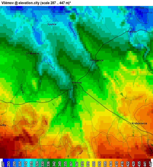 Vilémov elevation map