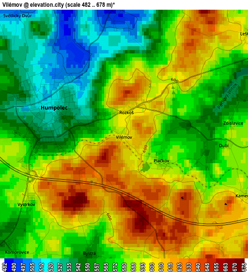 Vilémov elevation map