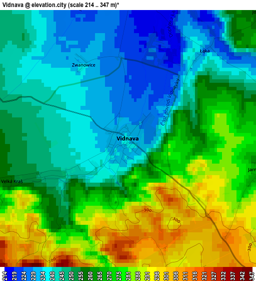 Vidnava elevation map