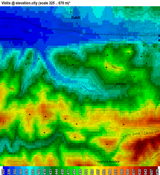 Vidče elevation map