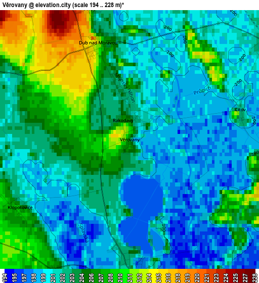 Věrovany elevation map