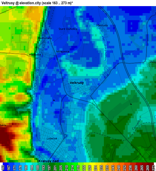 Veltrusy elevation map