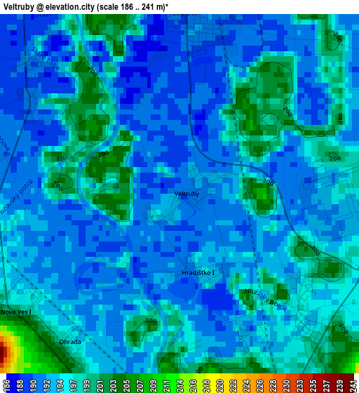 Veltruby elevation map