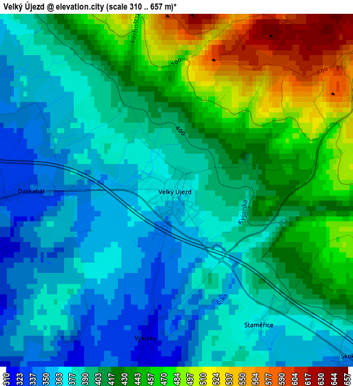 Velký Újezd elevation map