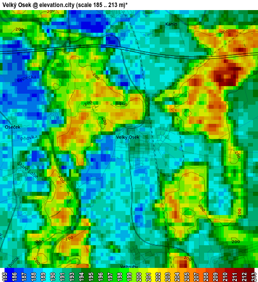 Velký Osek elevation map