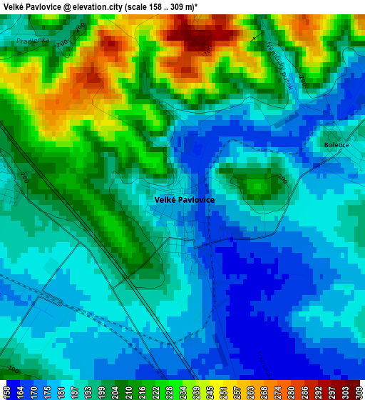 Velké Pavlovice elevation map