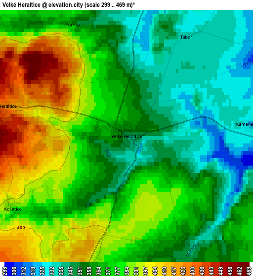 Velké Heraltice elevation map