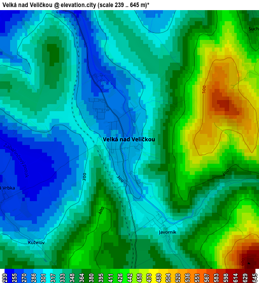 Velká nad Veličkou elevation map