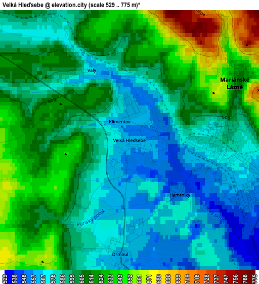 Velká Hleďsebe elevation map