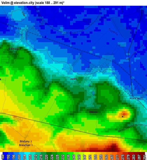 Velim elevation map