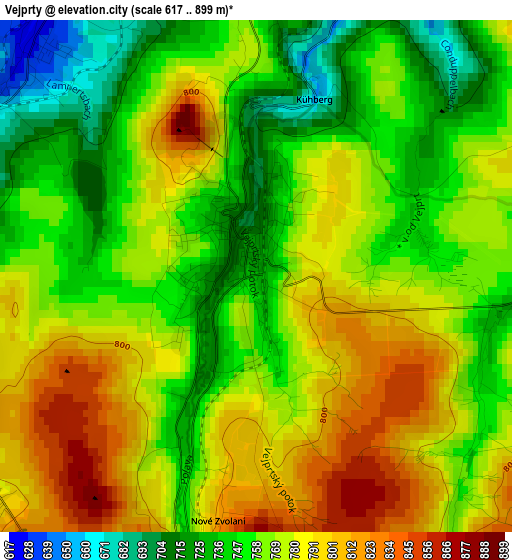 Vejprty elevation map