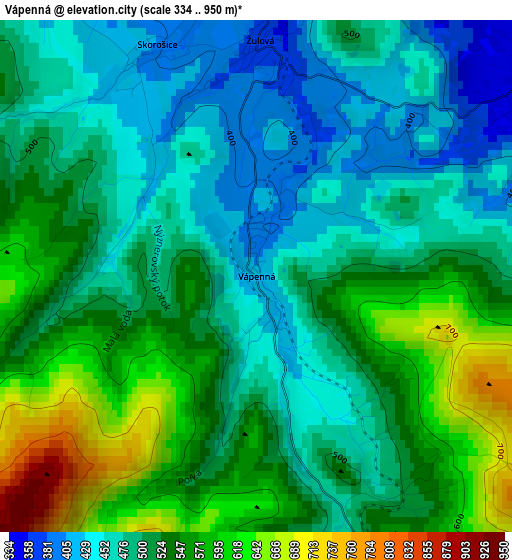 Vápenná elevation map