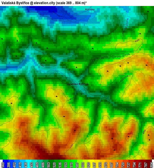 Valašská Bystřice elevation map