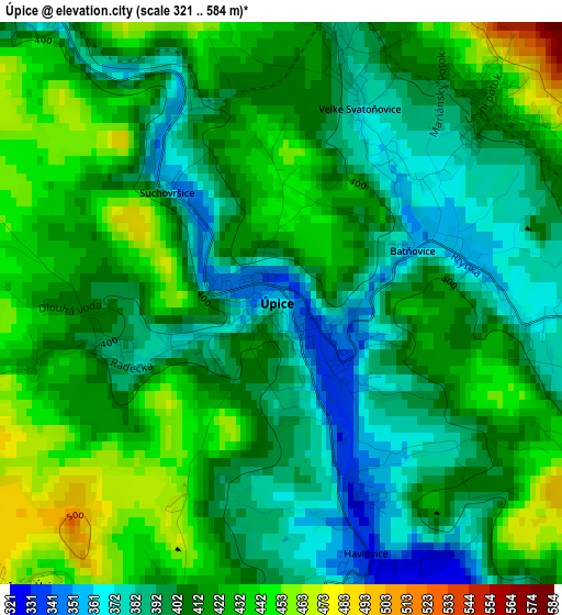 Úpice elevation map