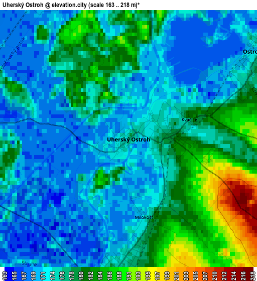 Uherský Ostroh elevation map