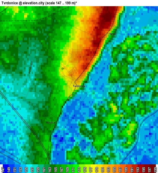 Tvrdonice elevation map