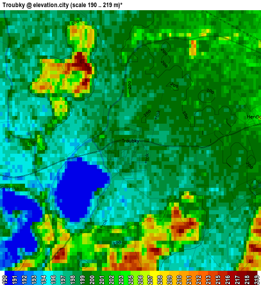 Troubky elevation map