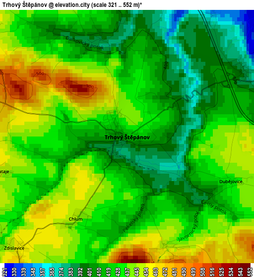 Trhový Štěpánov elevation map