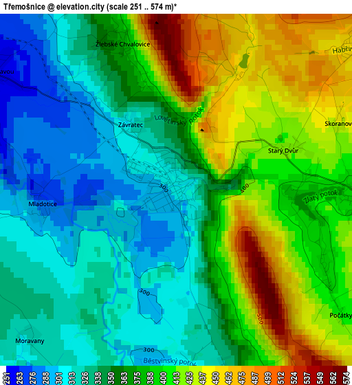 Třemošnice elevation map