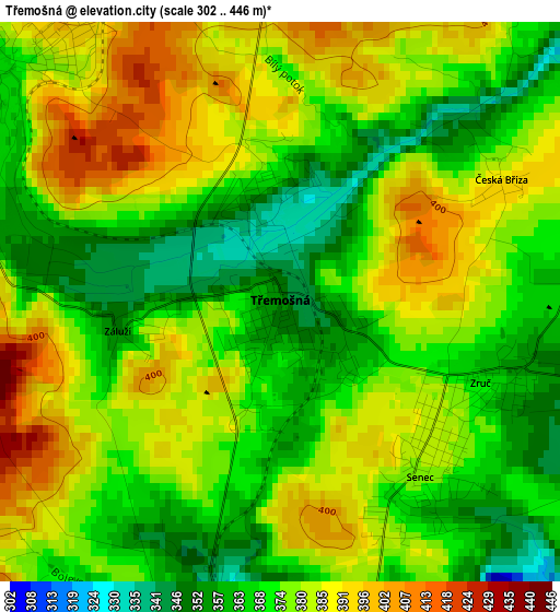 Třemošná elevation map