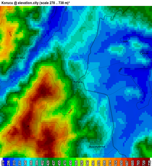 Korucu elevation map