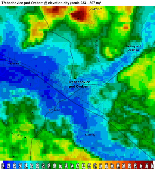 Třebechovice pod Orebem elevation map