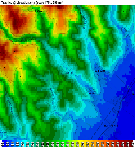 Traplice elevation map