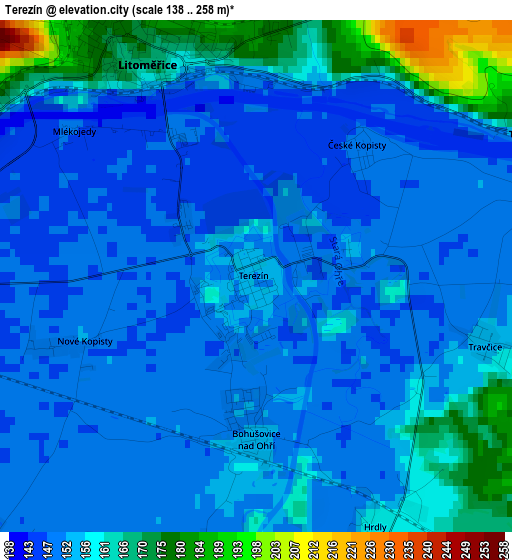 Terezín elevation map