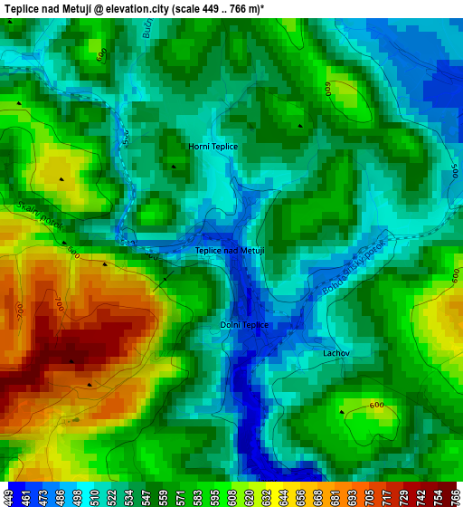 Teplice nad Metují elevation map