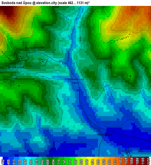 Svoboda nad Úpou elevation map