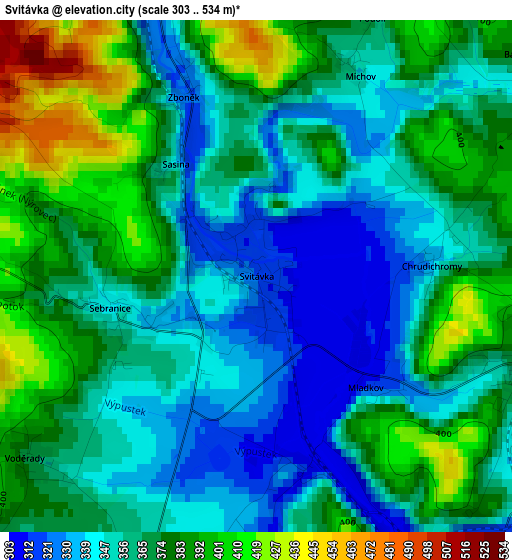 Svitávka elevation map