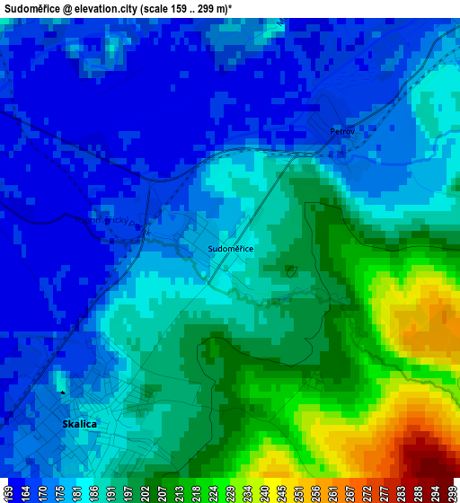 Sudoměřice elevation map