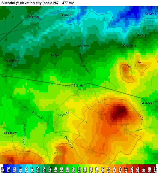 Suchdol elevation map