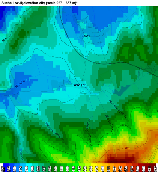 Suchá Loz elevation map