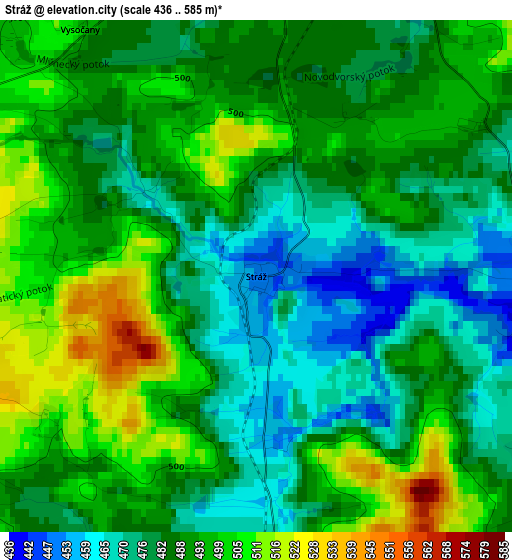 Stráž elevation map