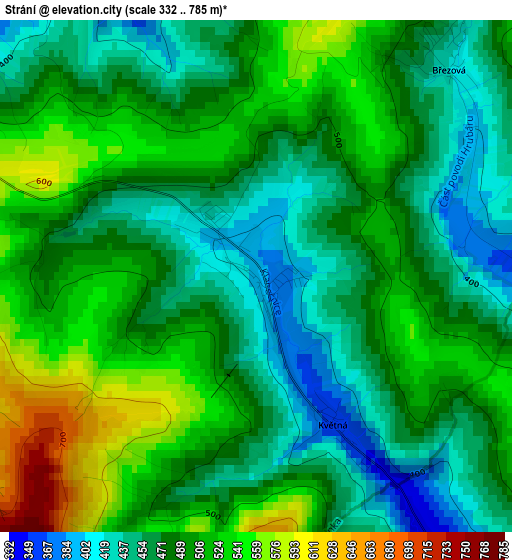 Strání elevation map