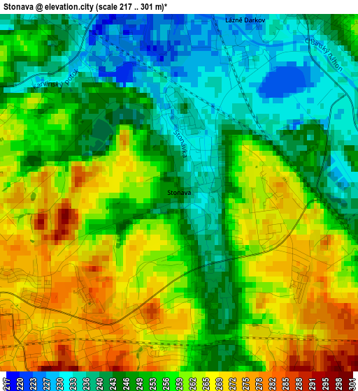 Stonava elevation map