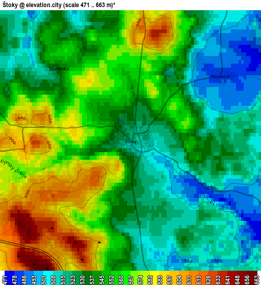 Štoky elevation map