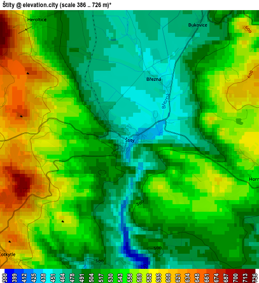 Štíty elevation map