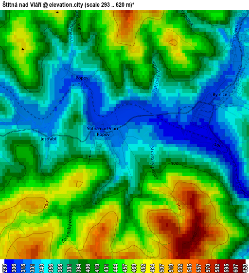 Štítná nad Vláří elevation map