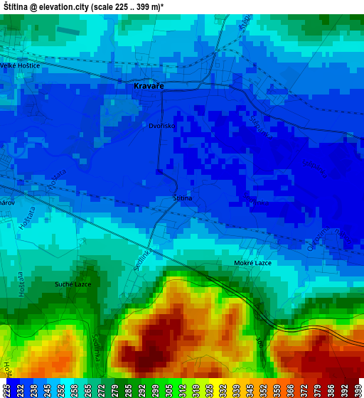 Štítina elevation map
