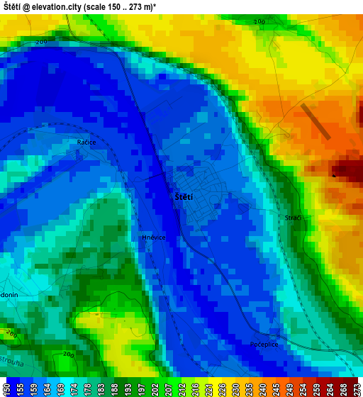 Štětí elevation map