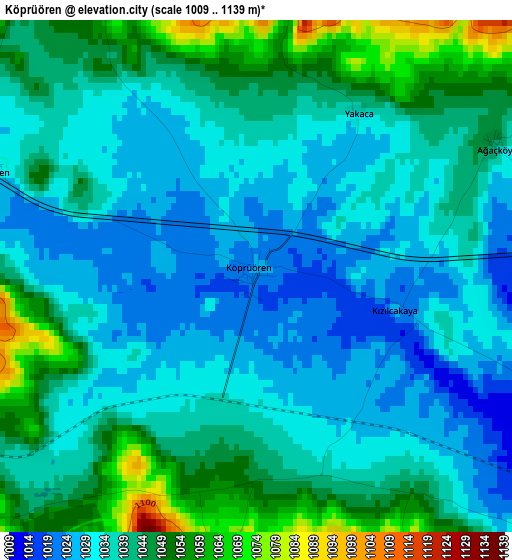 Köprüören elevation map