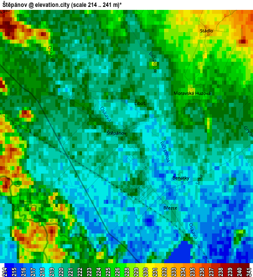 Štěpánov elevation map