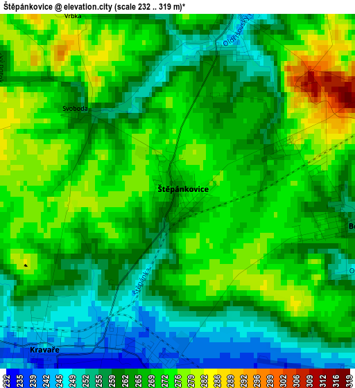 Štěpánkovice elevation map