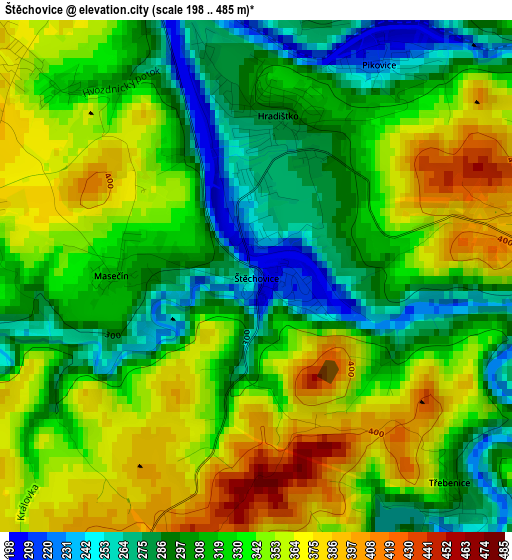 Štěchovice elevation map