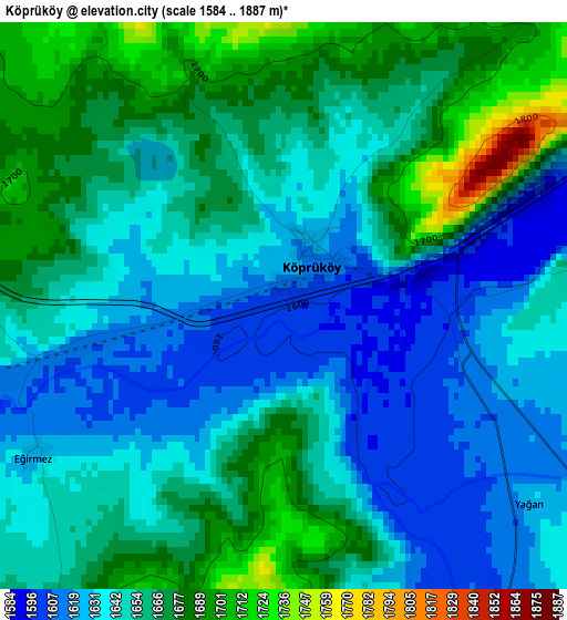 Köprüköy elevation map