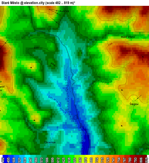 Staré Město elevation map