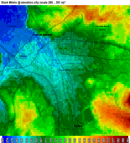 Staré Město elevation map