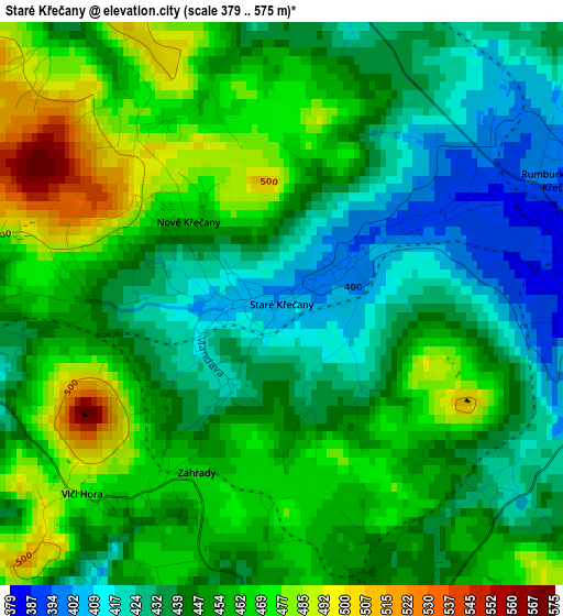 Staré Křečany elevation map